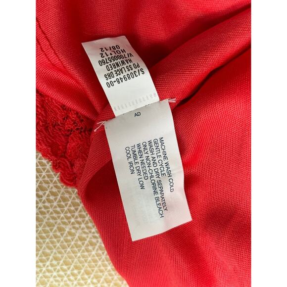 Gap Fit & Flare Lace Dress Womens Size 4 Red Cap Sleeve Round Neck NEW - Picture 4 of 7